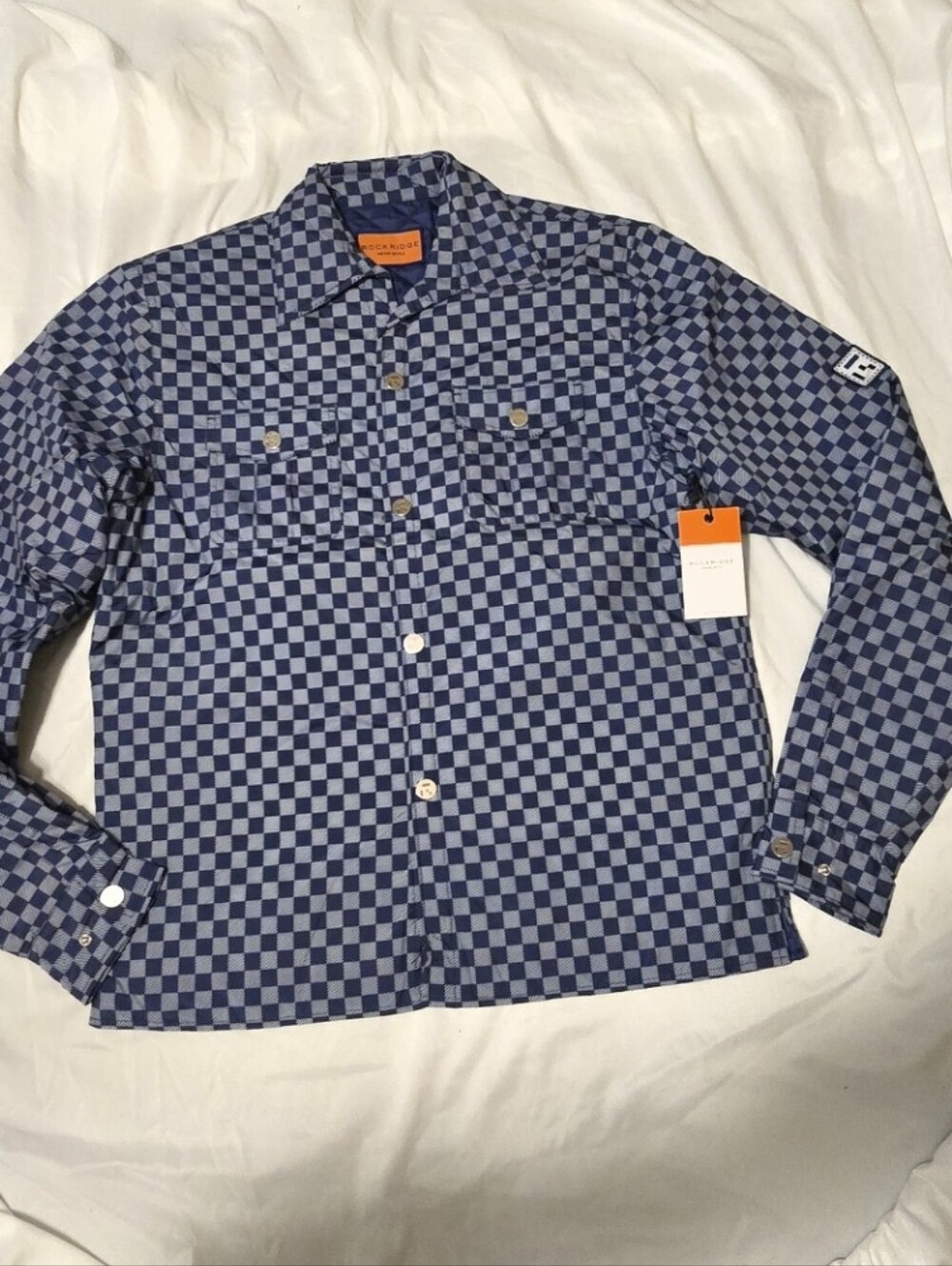 NEW! Rockridge Quilted Jacket In Blue Checker Pattern Size Small